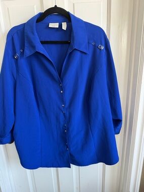 Covington Royal Blue Button-Front Blouse